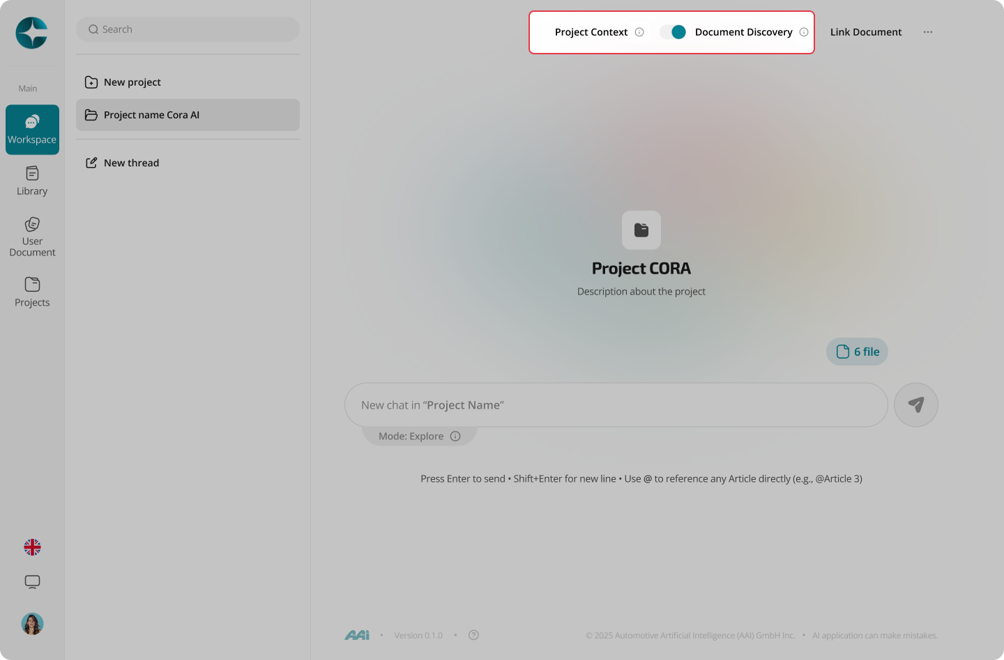 Project mode toggle